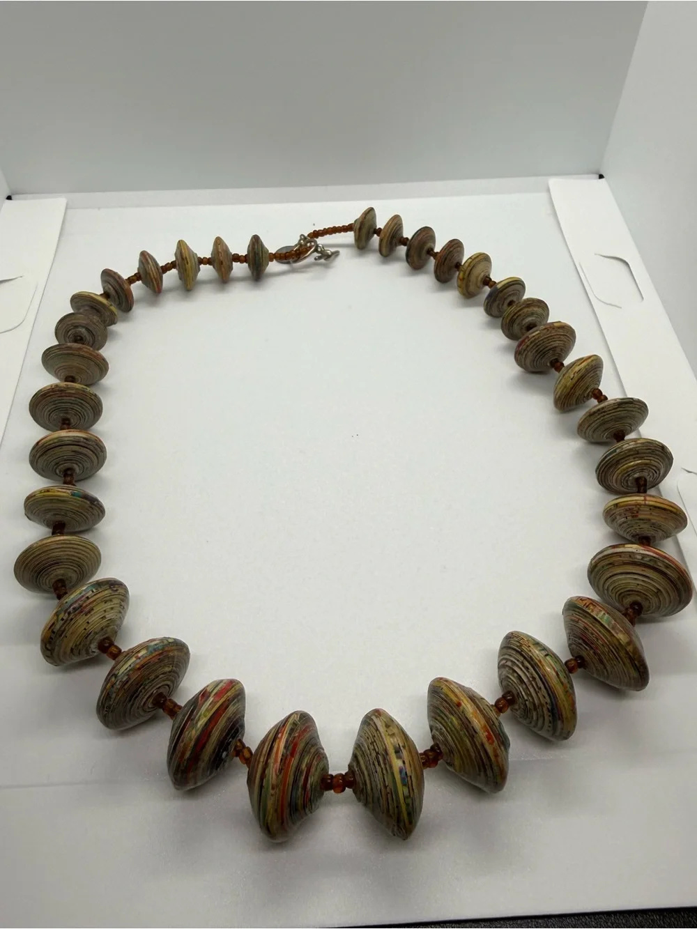 BeadforLife Handmade Uganda Recycled Paper Bead Statement Necklace 21”